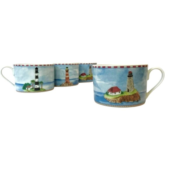 SET 4) VTG Lighthouse Ocean Nautical Mugs/ Cups -American Atelier Signals 5100 - Picture 9 of 15